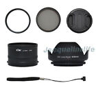 58Mm Uv Cpl Filter + Metal Lens Adapter Tube Hood Cap String Set For Pentax Mx-1