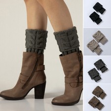 New Ladies Short Leg Warmers Crochet Cuffs Ankle Toppers Knitted Trim Boot Socks