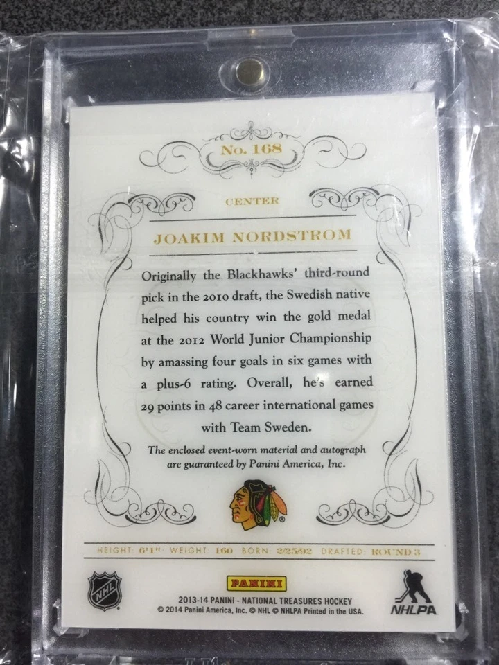 JOAKIM NORDSTROM 2013-14 National Treasures rookie auto autograph patch RPA /99 - Image 2 of 2