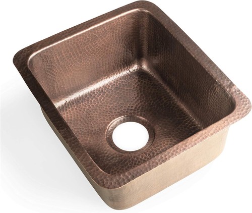 Stylish Copper Undermount Sink - 17 Inches, Hand Hammered with Bronze Finish - Picture 3 of 9