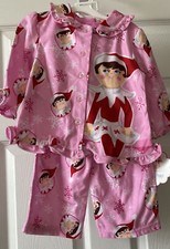 12M Elf On A Shelf Pajamas 2 Piece Set Pink Holiday Clothing Girls PJ's