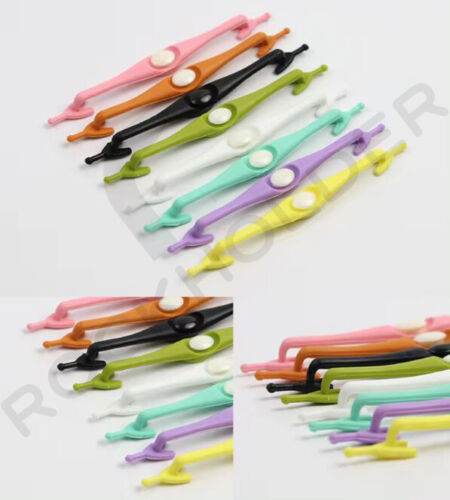 Coloured Rubber Silicone Easy No Tie Shoelaces Adult & Child Trainer Shoe Laces - Picture 5 of 21