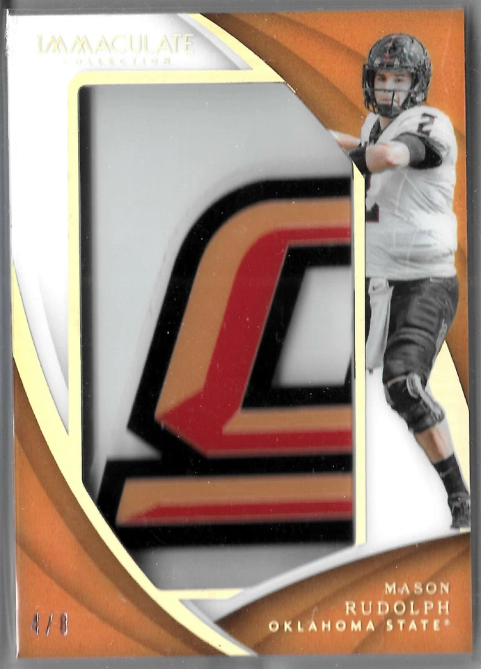 (4 cards) 2018 Mason Rudolph Immaculate Rookie Oklahoma St Helmet Logo set RC - Image 3 of 4