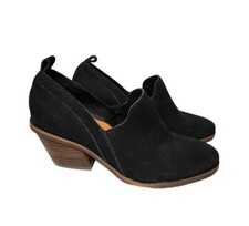 Lucky Brand Women's Vennia Boot Size 6.5 Block Heel Black Suede Pull On Shootie