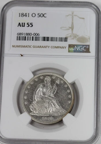 1841-O Seated Liberty Half Dollar : NGC AU55