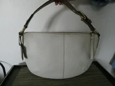 Authentic Coach vintage ivory/brown purse shoulder handbag A0882-11838