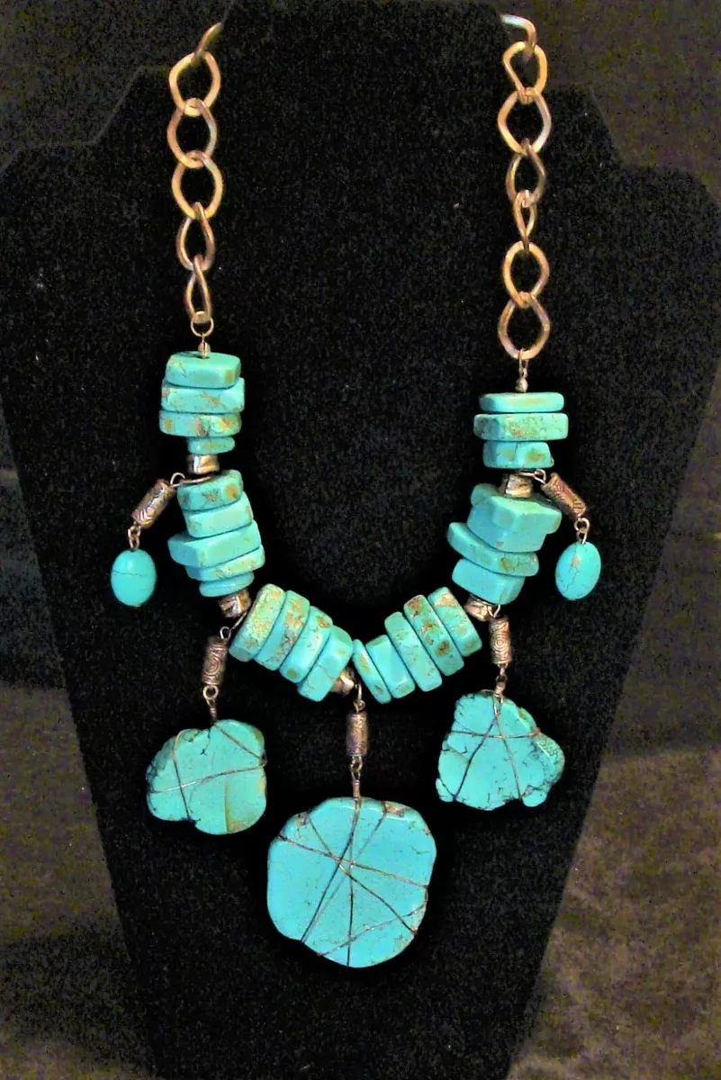 House of Zada Turquoise Green Magnesite Statement Chunky NecklaceHouse of  Zada Handmade Jewelry