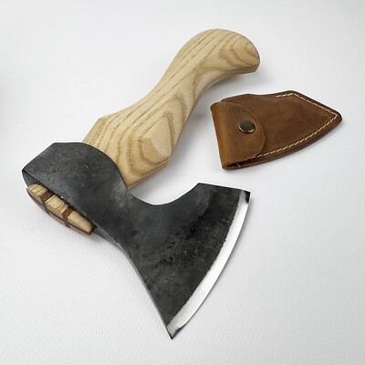 Small Hand-Forged Axe   52100 Carbon Steel, Ash Handle, Bowl Carving Tool