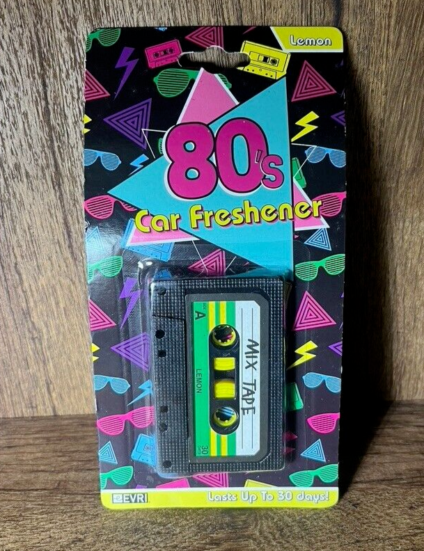 Retro 80's Cassette Tape Car Air Freshener Radical Lemon Scent NEW