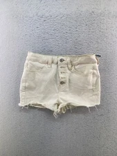 So Womens Jr Size 7/28 White Button Fly Cutoff Denim Jean Shorts