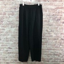 St John Basics Pants Women 10 Black Knit Heavy Pull On Wide Leg Pocket Lagenlook