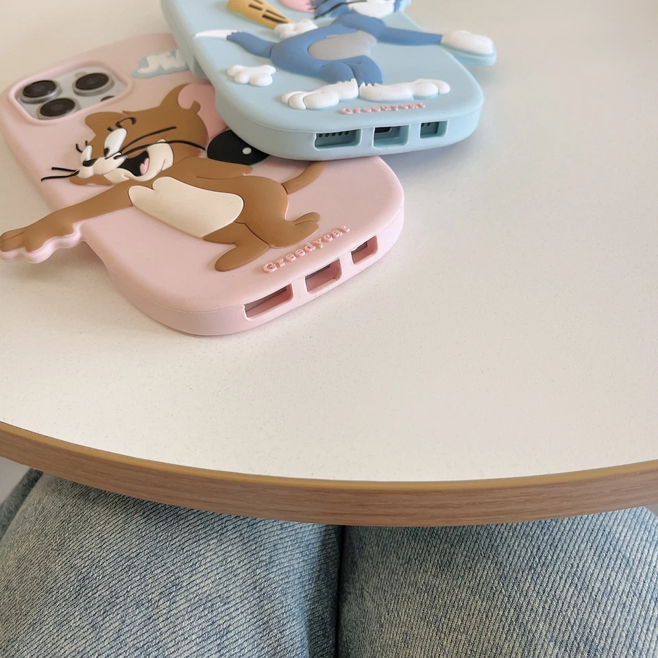 Linda funda de teléfono 3D Tom y Jerry para iPhone 13 14 15Plus 16 pareja cubierta de silicona Foto 3 de 4