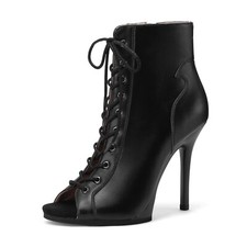 Black Lady sexy pump jazz dance shoes lace up short tube high heels dance shoes