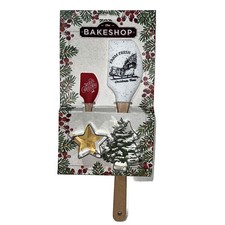 The Bakeshop Christmas Cookie Cutters and Spatulas Set 4pc Set New   