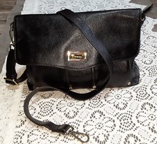 Ruby Kats Black Leather Purse Crossbody Sling Bag Folder Over Size Medium