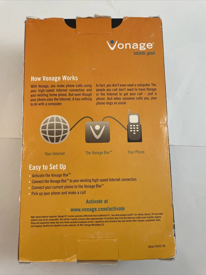 VONAGE VDV22-VD Digital VOIP Phone Adapter Open Box - Image 4 of 4