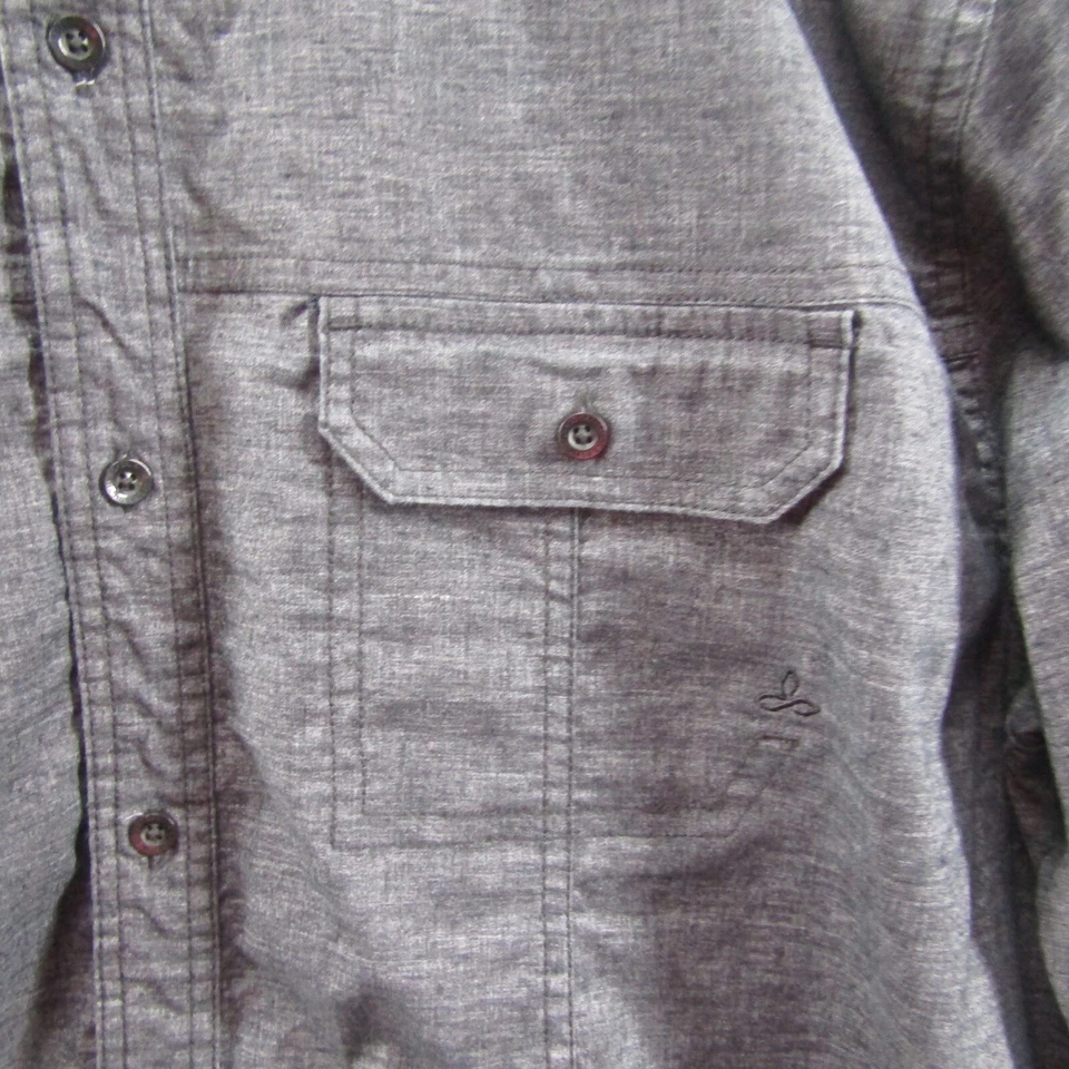 prAna Men's Long Sleeve Button Down Shirt XL Cotton Gray BReatHe RN124977 - Image 3 of 4