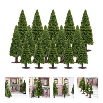 15 Pcs Model Trees Base Toy Trees 28mm Trees Green Pine Model