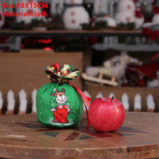 Cartoon Deer Santa Gift / Candy Drawstring Bag Christmas Holiday Decoration NEW