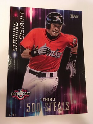 2016 Topps Opening Day 5x7 Striking Distance Ichiro Suzuki Marlins SD13 #d /99