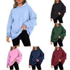 Oversized Fleece Lined Hoodies Long Sleeve Hooded Sweatshirt Warm Tops Pullover