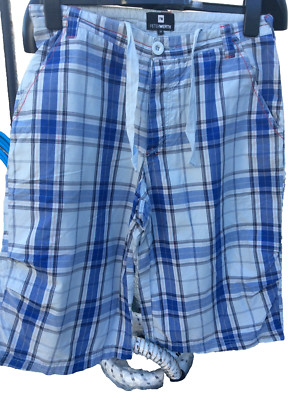 Peterwerth Bermuda Shorts Herren Gr. 30 Sommer Karo Baumwolle Fly Zip Strand W30 L13