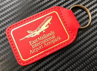 VINTAGE EAST MIDLANDS INTERNATIONAL AIRPORT AEROPARK LEDER SCHLÜSSELANHÄNGER SCHLÜSSELANHÄNGER