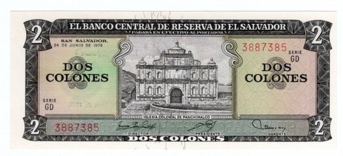 EL SALVADOR 2 COLONES 1976 P-124 UNC - Foto 1 di 2