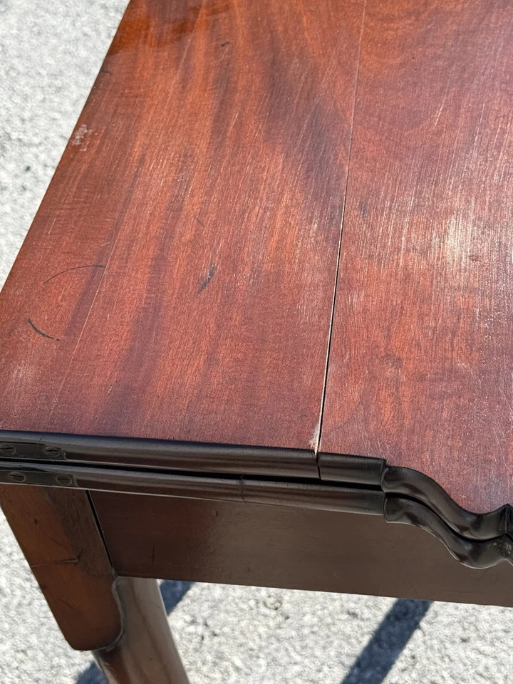 antigua mesa consola de cartas de juego reina anne siglo XVIII cajón años 1760 Foto 4 de 4