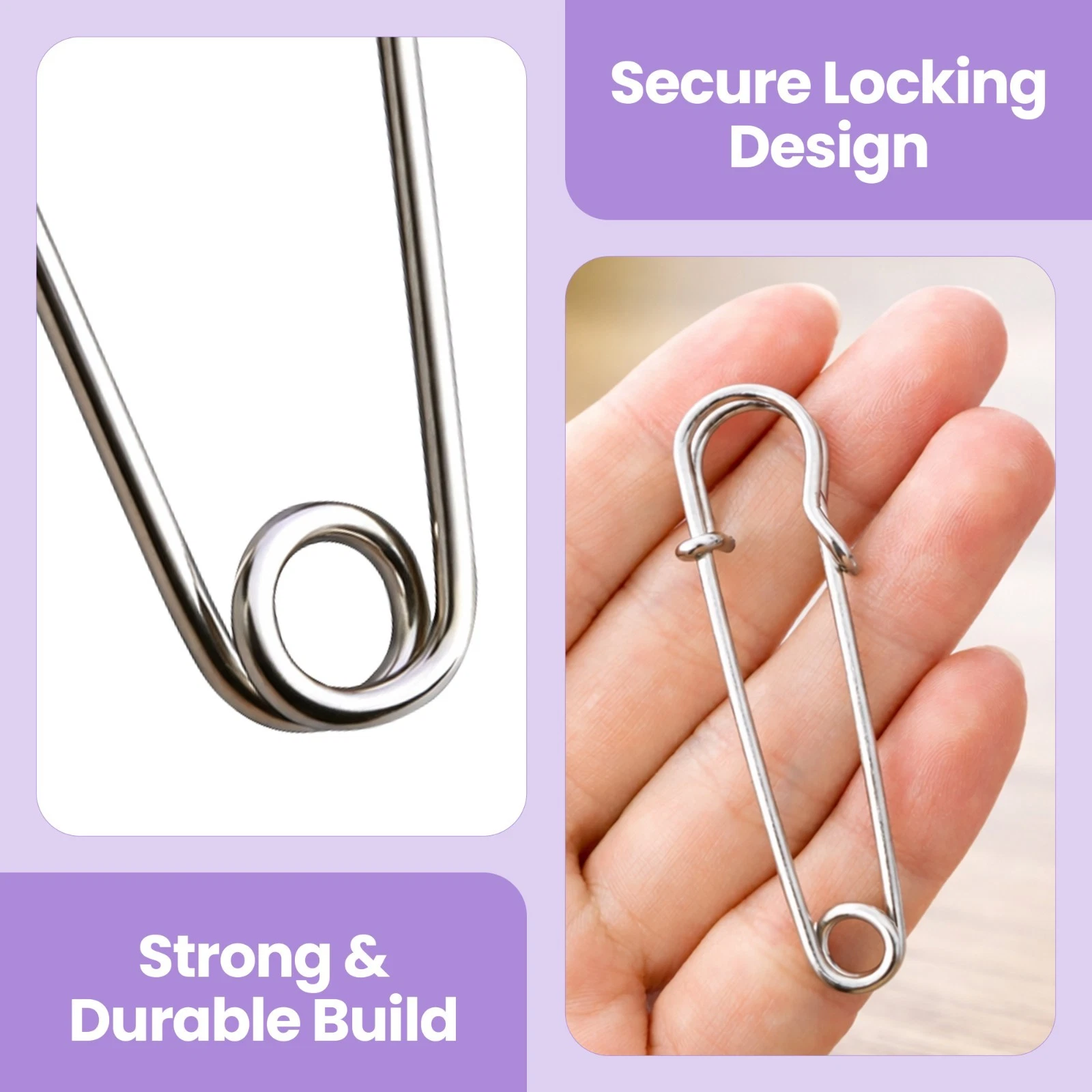 1-20pcs Heavy Duty Strong Silver Large Safety Pins DIY Crafts Clothing Blazers - Picture 5 of 9