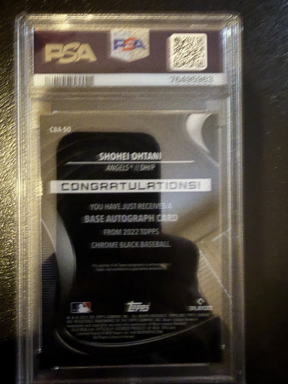 2022 TOPPS CHROME BLACK AUTO #SO SHOHEI OHTANI PSA 9 AUTO view 2
