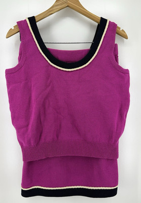  St. John-Women's 8/M Fucshia & Navy Santana Knit Tank & Skirt Set