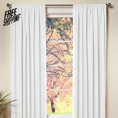 COTTON CRAFT White Curtain Window Panel Drapes - Set of 2 - 50x84 w/ Tiebacks