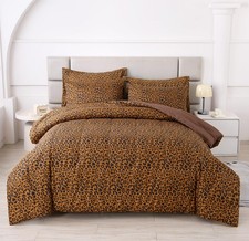 Leopard Print Comforter Set Queen Size,Cheetah Print Reversible All Season Be...