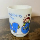 Vintage 1980 Huckleberry Pie Anchor Hocking Milk Glass Mug Strawberry Shortcake