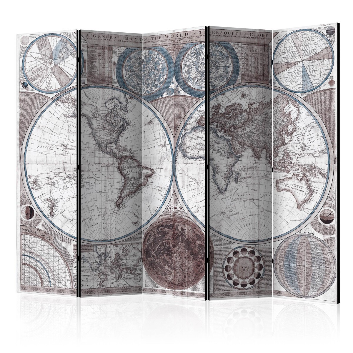 Paravent 5 volets Terraqueous Globe pour créer un coin bureau salon