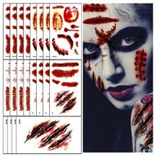Halloween Zombie Scar Temporary Tattoos Makeup Kit, Fake Wound Realistic Bloo...