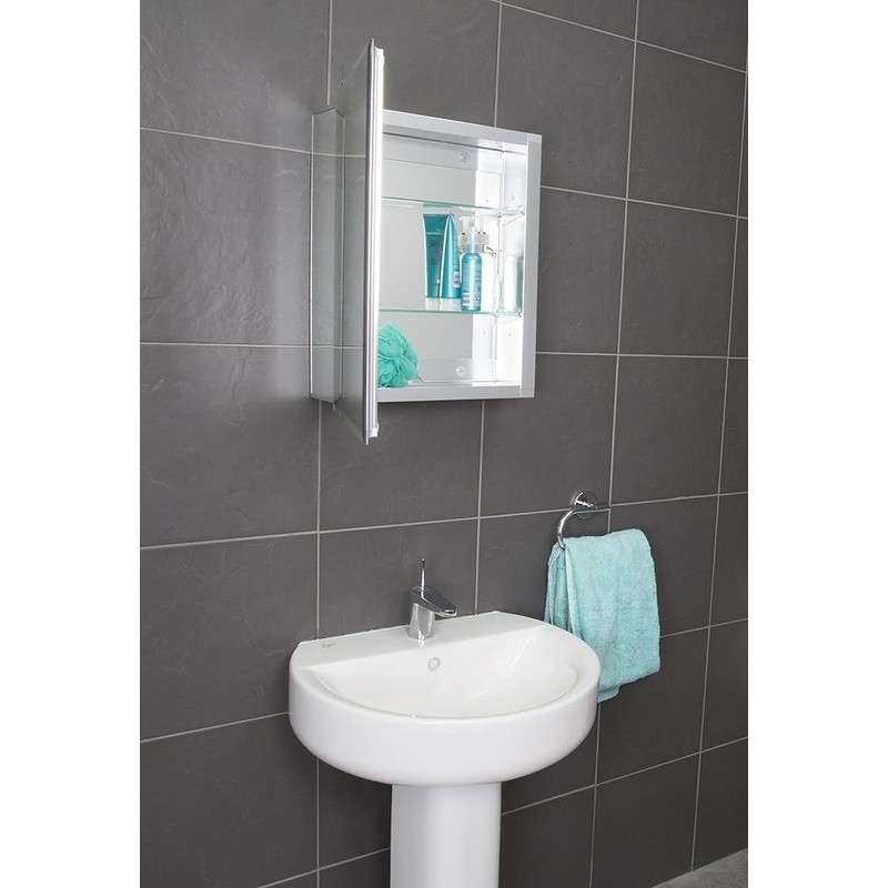 Hang N Lock Bathroom Medicine Cabinet Adjustable Shelves Mirror Bevelled Edge US