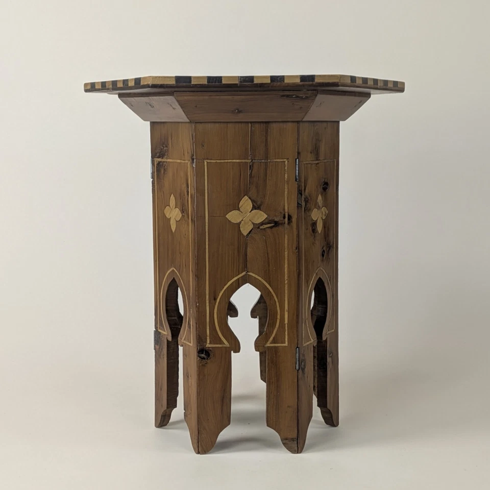 Petite Table Marocaine Pliante avec Marqueterie en bois et nacre - Photo 4/4