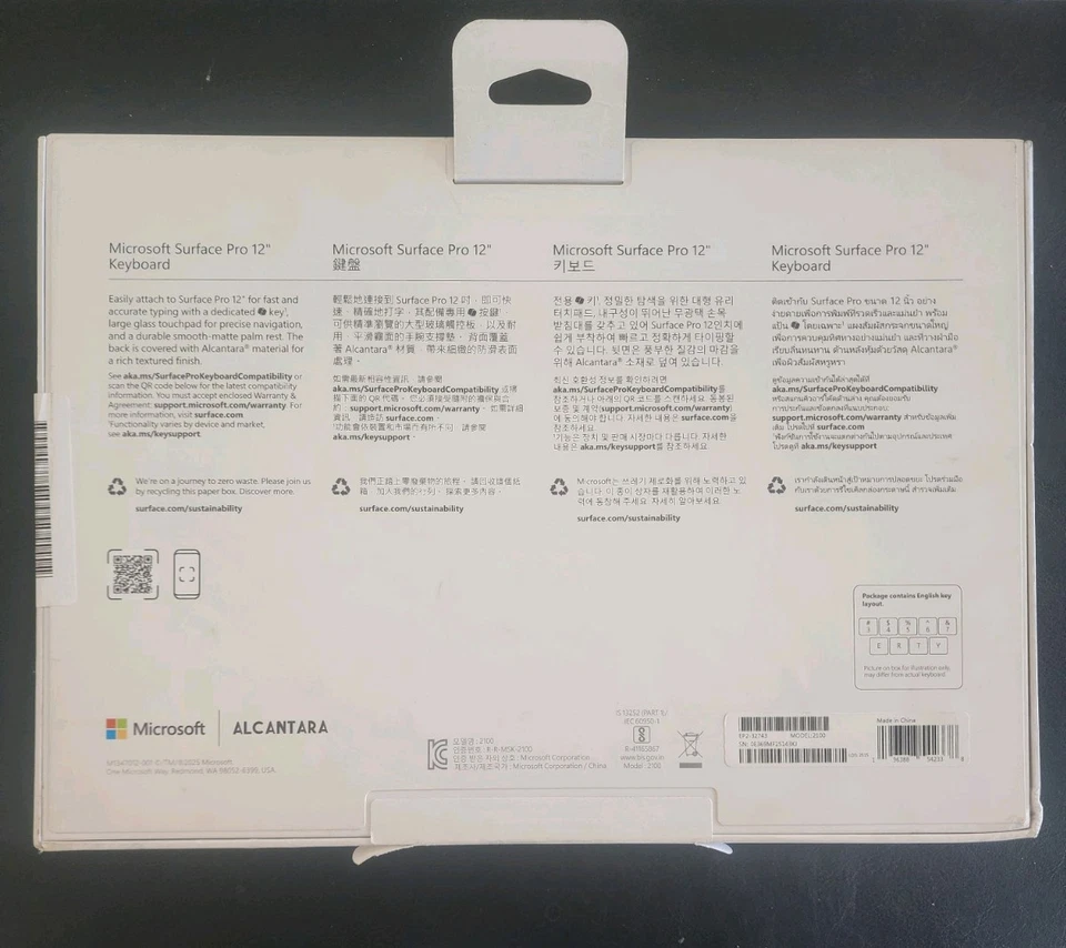 Microsoft Surface Pro 12" Alcantara "Ocean" Keyboard model 2100  Free Shipping  - image 3 of 3