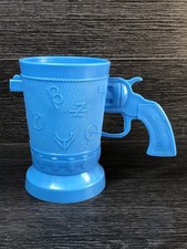 Vintage E-Z Por Cowboy Western Pistol Gun 8oz Kids Cup 1950s Blue Chicago