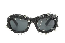 Sunglasses Industrial  style black with metal rings & studs techno gothic