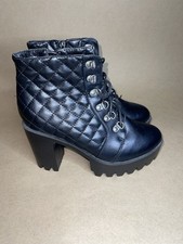 Black Chunky Heel Express Booties with quilted leather Size 8.5