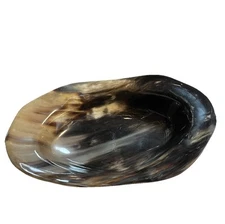 Mid century modern Polished Natur Horn Bowl Multi Color Rare Shape Handmade 10X6
