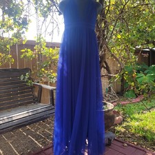 Fashion Nova Open Back Women’s Size Medium Halter Maxi Fitted Dress Royal Blue