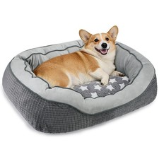 Orthopedic Washable Calming Dog  Cat Bed Medium 25x21x8, Star Grey