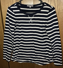 Gap Womens Navy White Striped Crew Neck Long ...