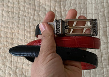 Vintage Brighton 44002 Black/Red Crocodile Leather Reversible Belt Size M/30