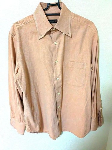 Corneliani, CORNELIANI Men's Long Sleeve Button-Down Shirt Orange Cotton M