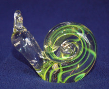 Art Glass  Garden SNAIL  Yellow Swirl  3" Excellent
